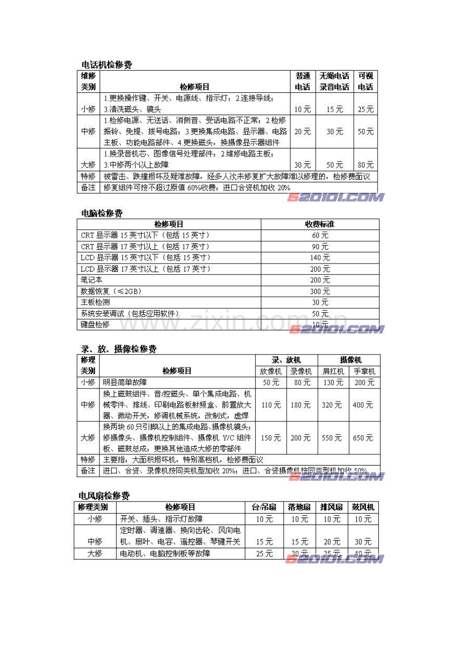 家电维修收费标准.docx_第3页