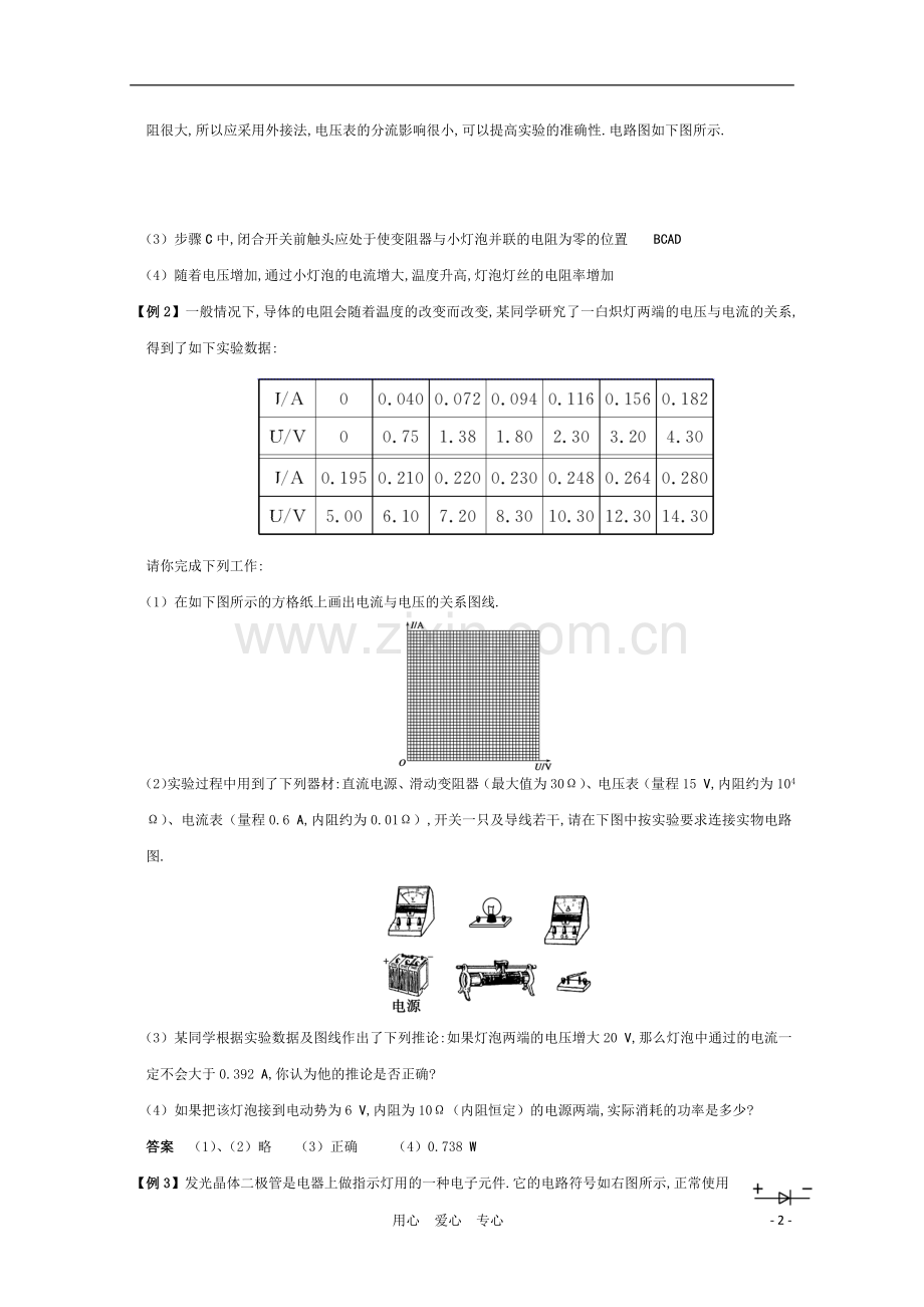 高三物理-专题7《电路》实验9描绘小灯泡的伏安特性曲线复习测试.doc_第2页