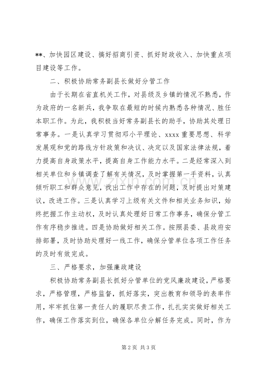 XX年挂职副县长述职述廉报告.docx_第2页