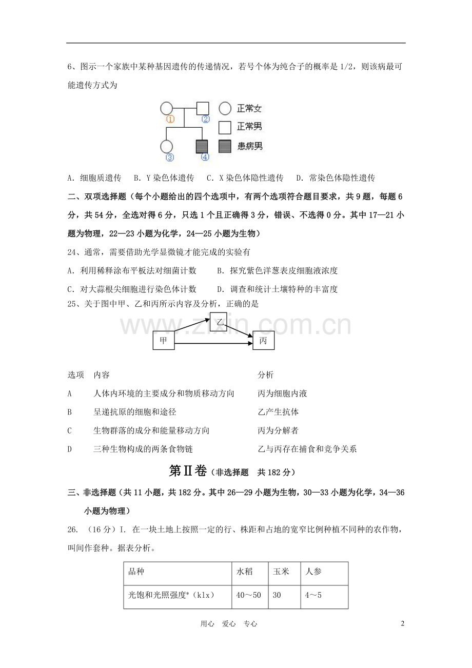 广东省深圳市2011学年高三生物第二次调研考试.doc_第2页