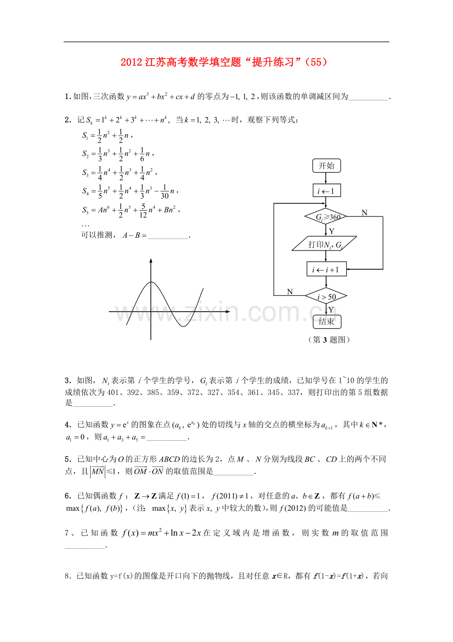 江苏省2012高考数学填空题“提升练习”(55)-苏教版.doc_第1页