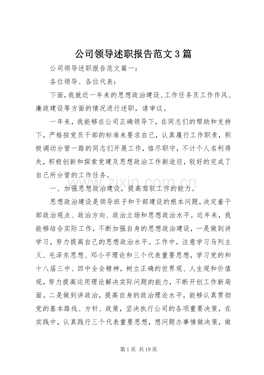 公司领导述职报告范文3篇.docx_第1页