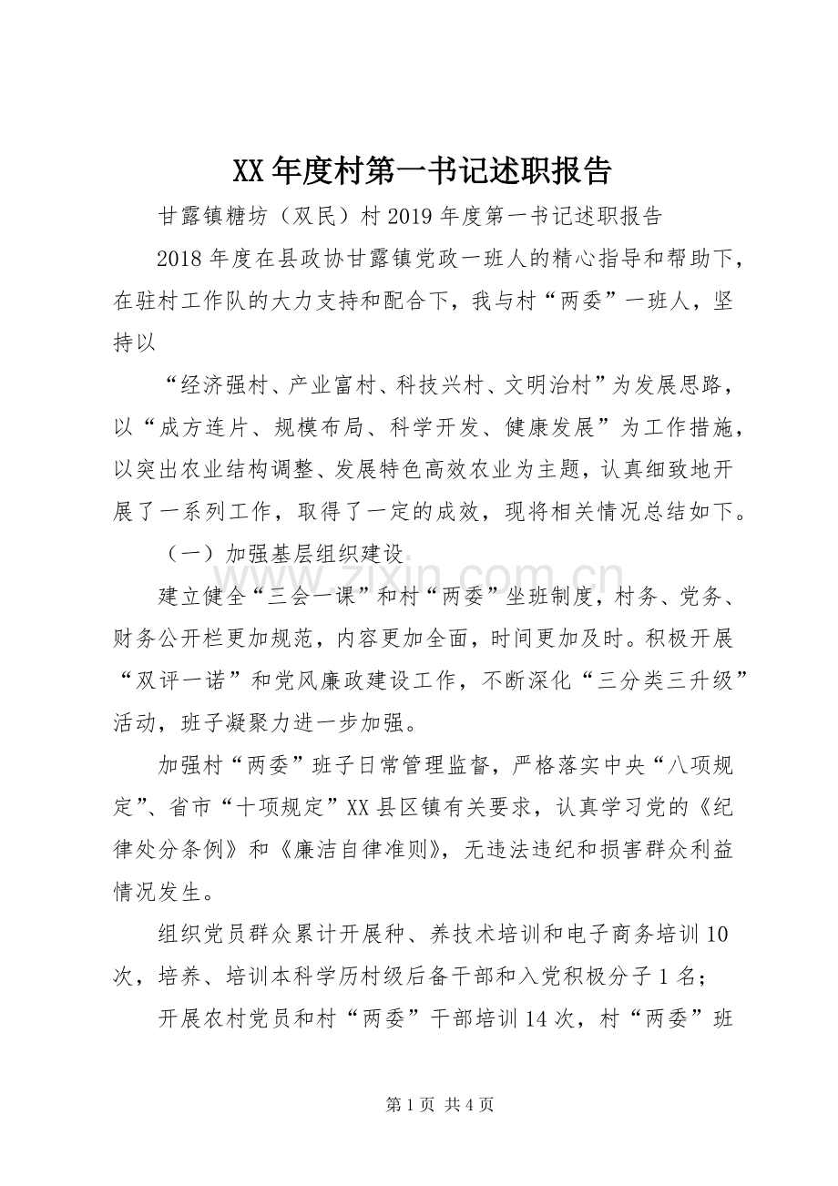 XX年度村第一书记述职报告.docx_第1页