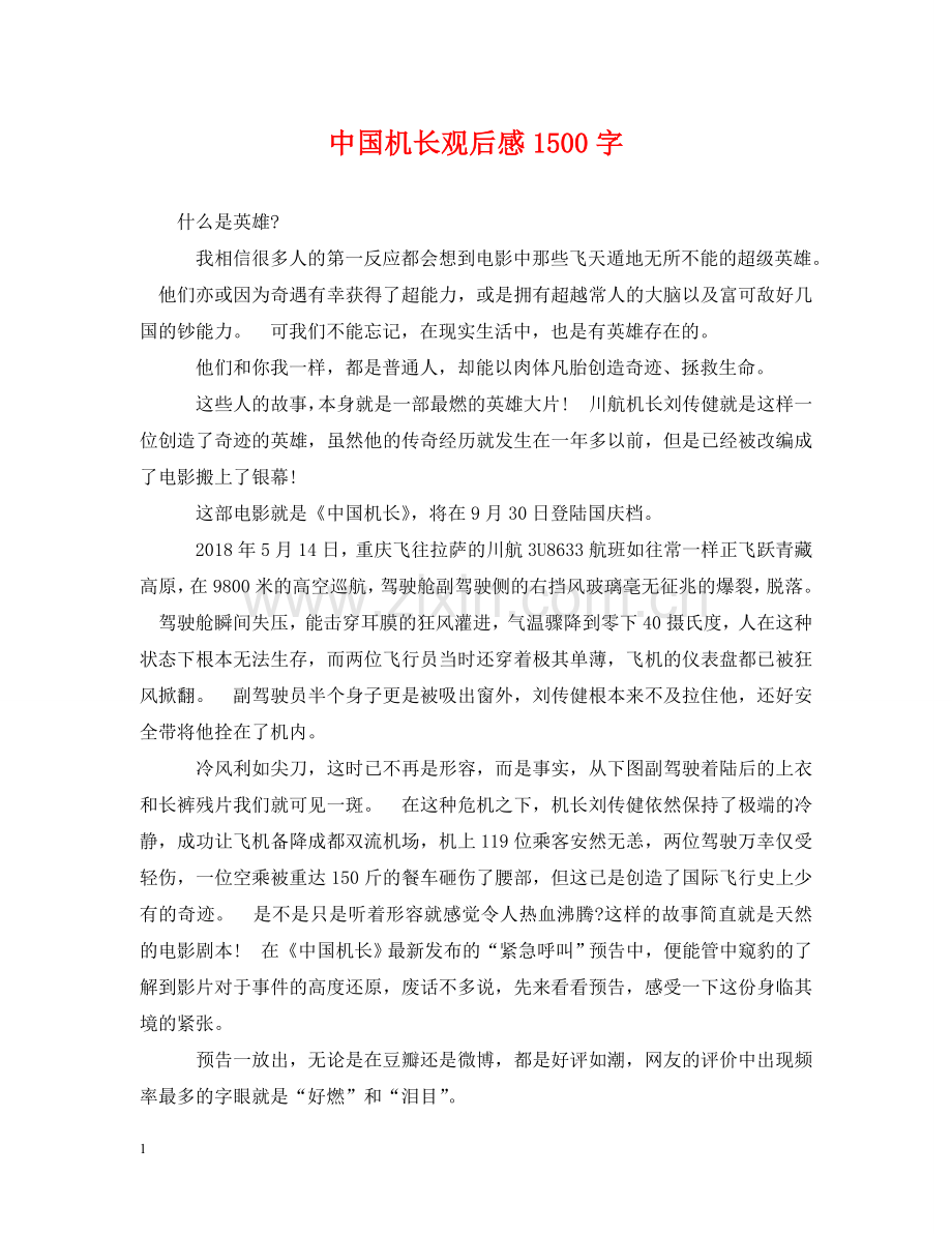 中国机长观后感1500字.doc_第1页