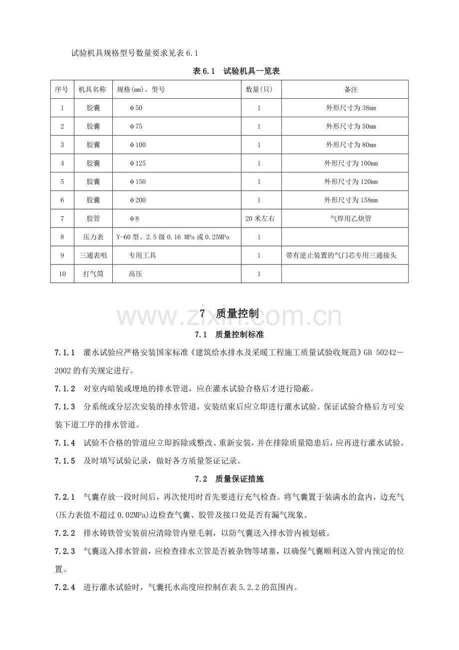 建筑排水管道充气胶囊灌水试验工法.docx_第3页