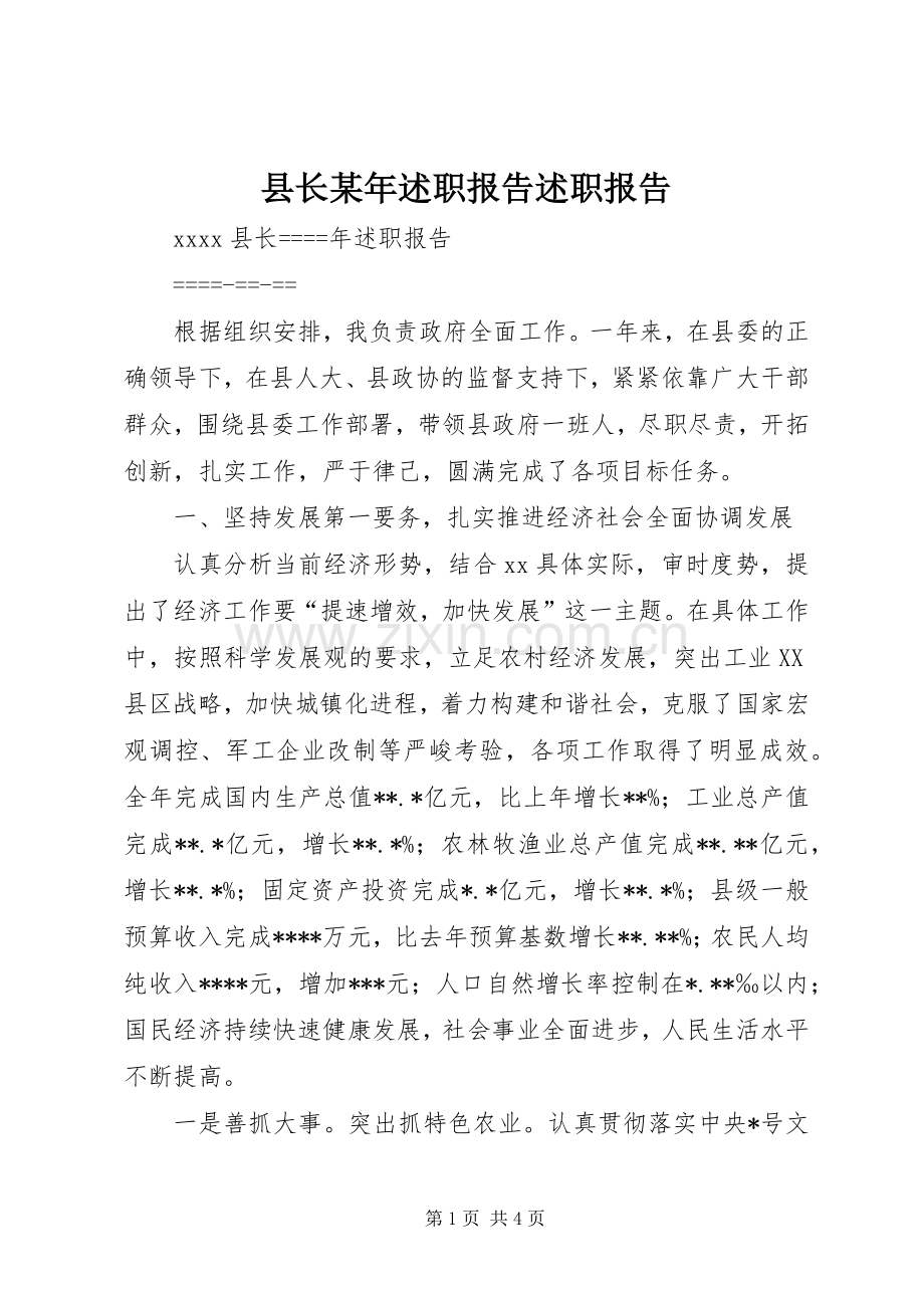 县长某年述职报告述职报告.docx_第1页