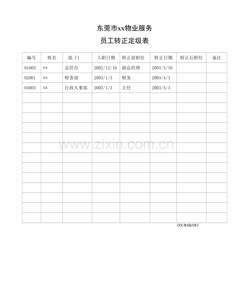 物业员工转正定级表.docx_第1页