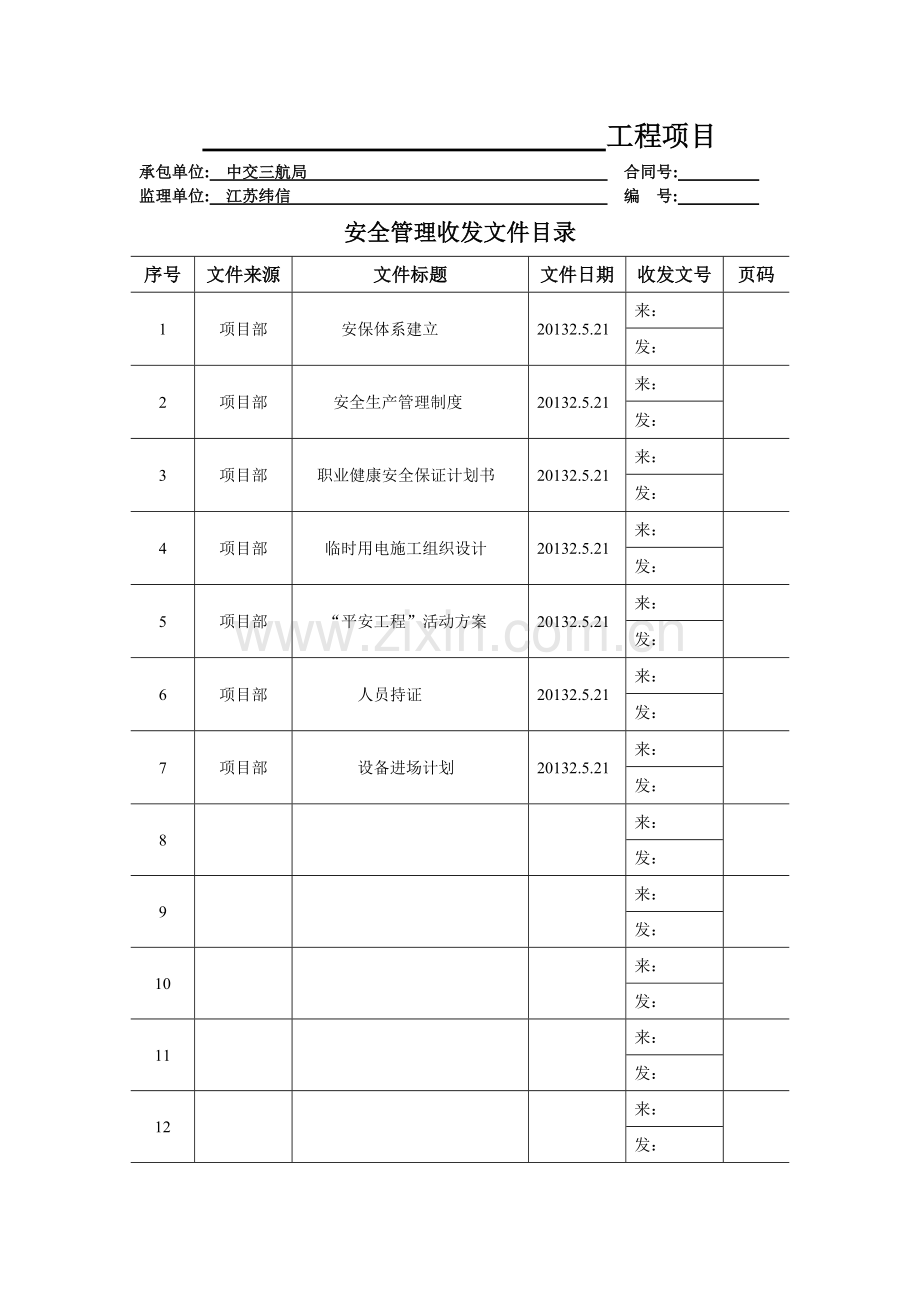 安全管理用表(施工单位).docx_第1页