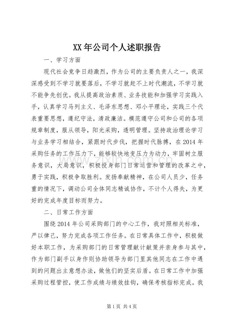 XX年公司个人述职报告.docx_第1页