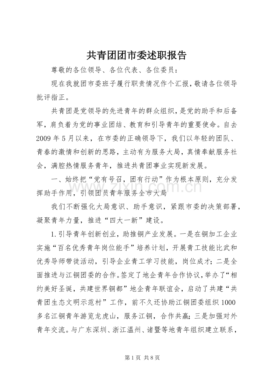 共青团团市委述职报告.docx_第1页