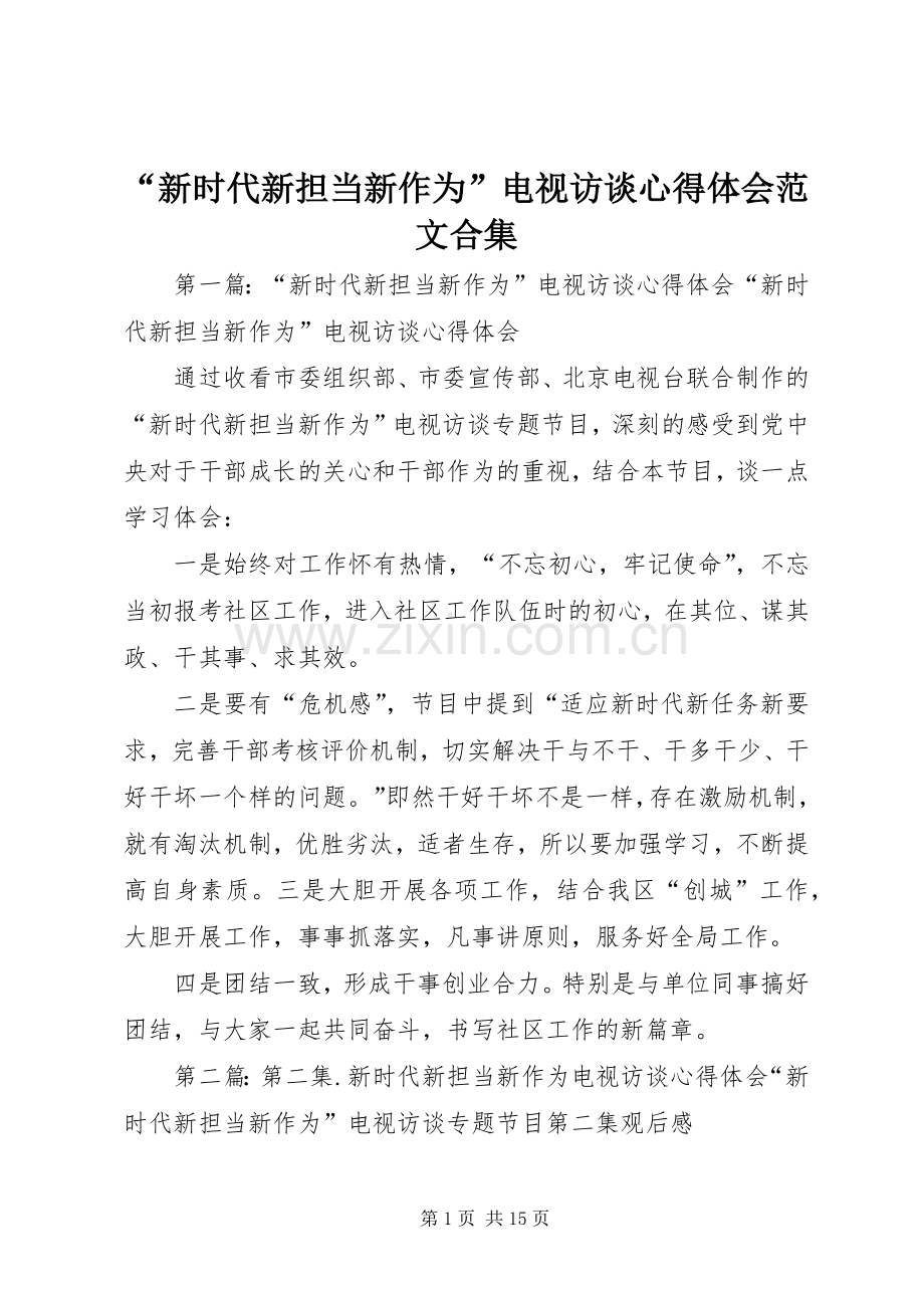 “新时代新担当新作为”电视访谈心得体会范文合集.docx_第1页