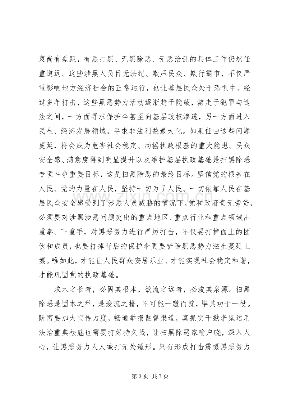 扫黑除恶专项斗争优秀心得体会5篇.docx_第3页