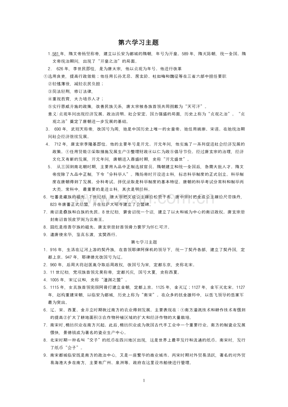 七年级下册历史复习提纲(川教版).doc_第1页