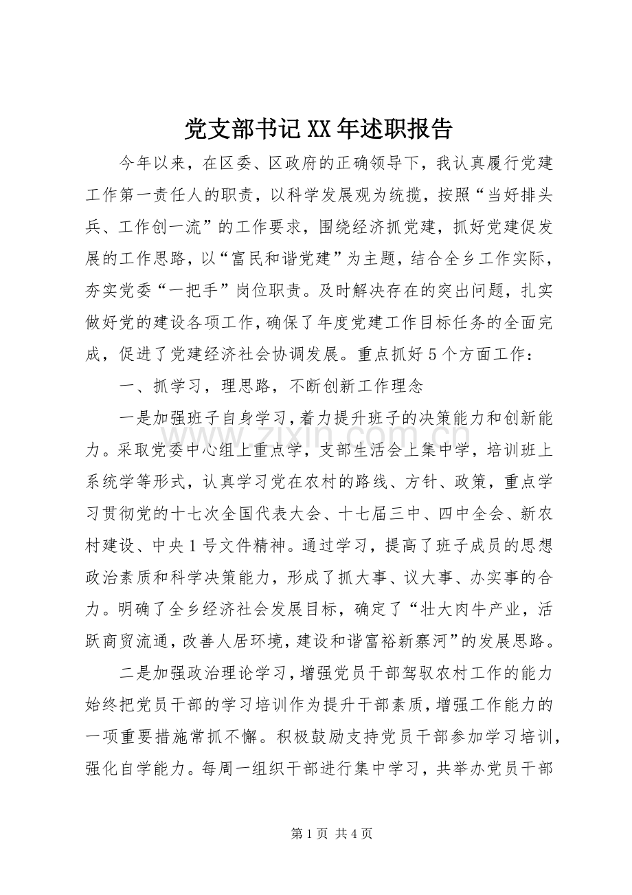 党支部书记XX年述职报告.docx_第1页