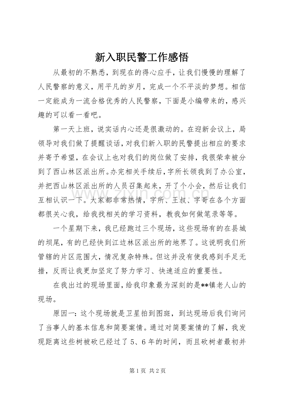 新入职民警工作感悟.docx_第1页