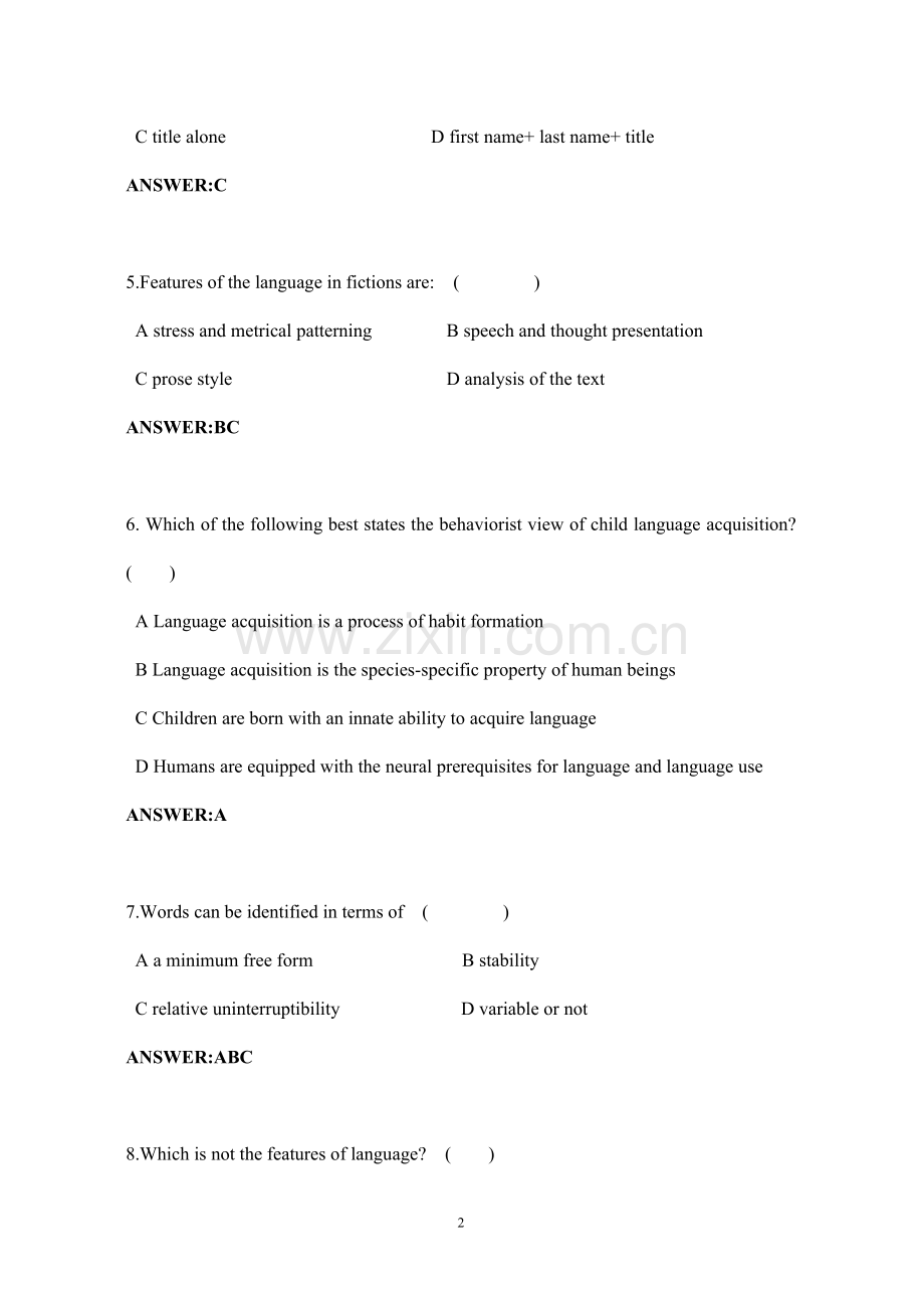 英语语言学试题库.doc_第2页