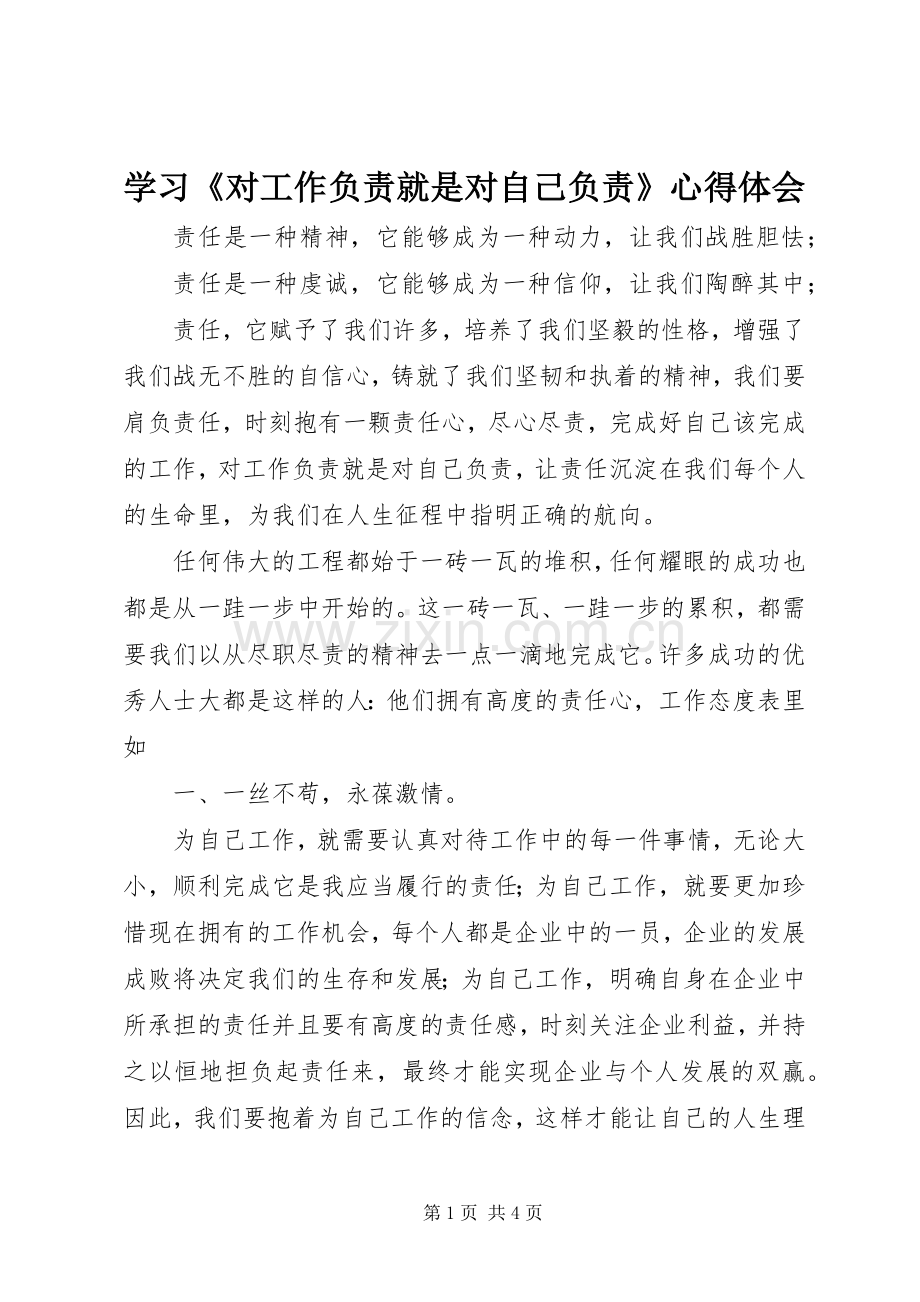 学习《对工作负责就是对自己负责》心得体会.docx_第1页