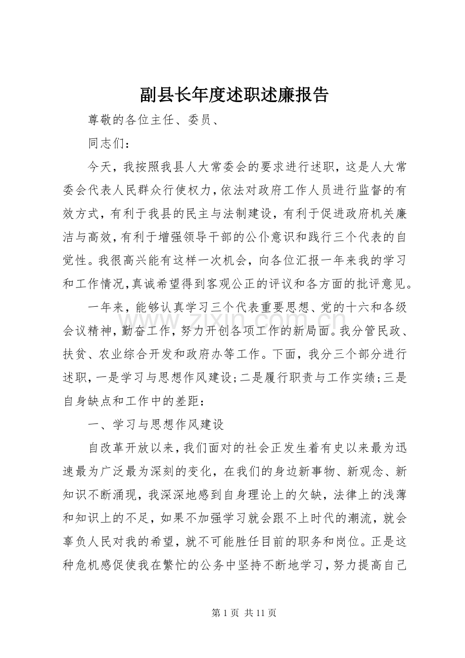 副县长年度述职述廉报告.docx_第1页