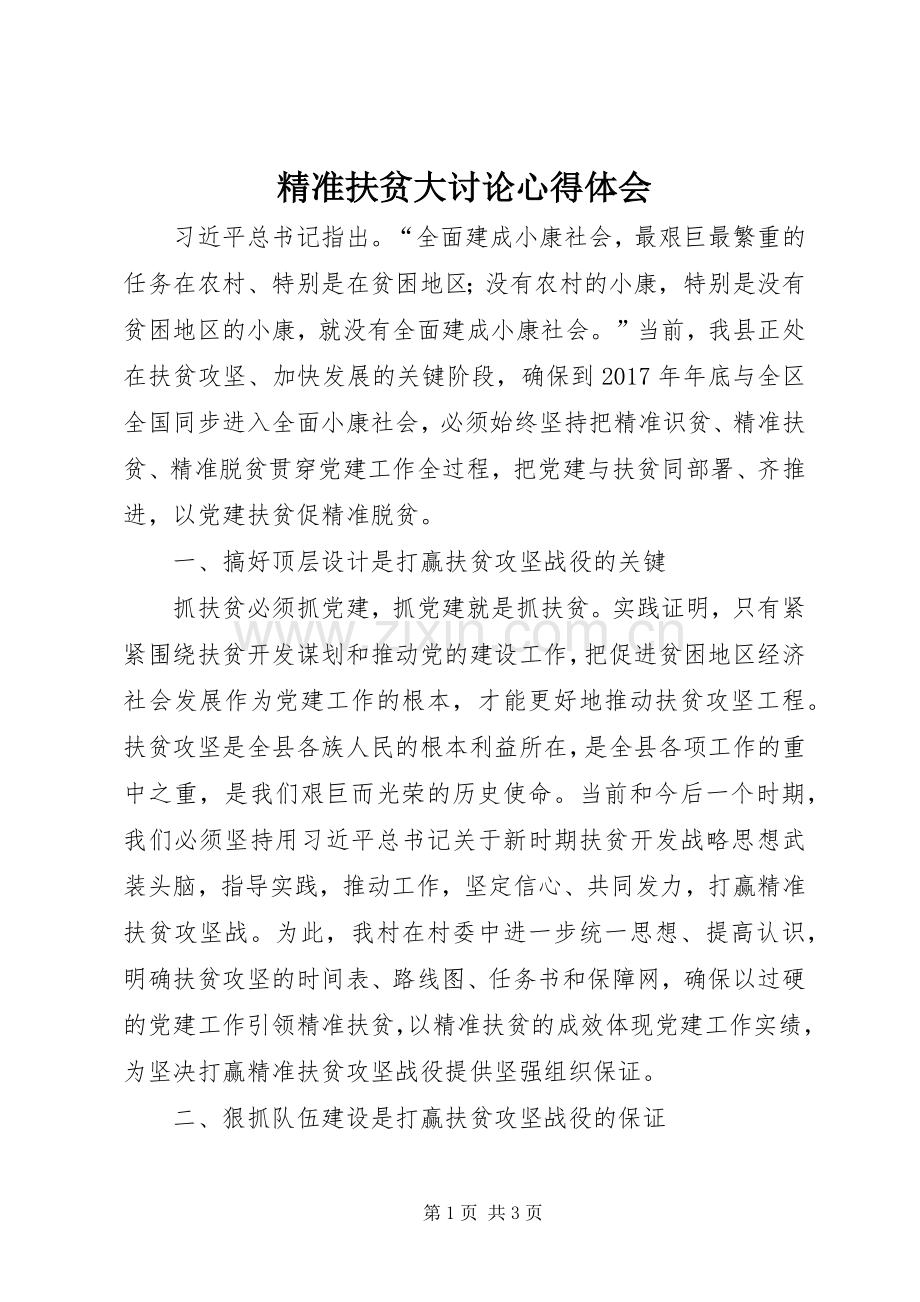 精准扶贫大讨论心得体会.docx_第1页