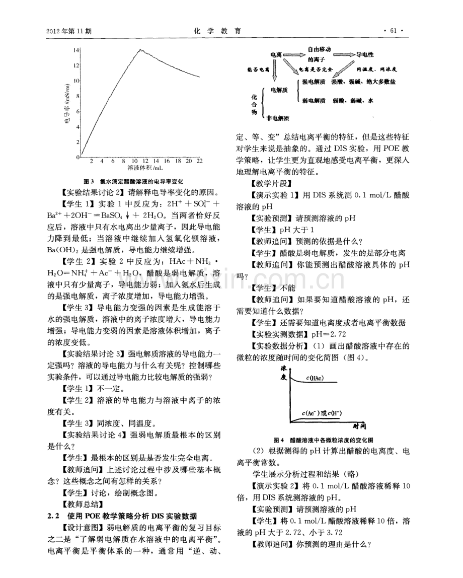 手持技术和POE教学策略在高三复习中的应用---以“弱电解质的电离平衡”教学为例.pdf_第2页