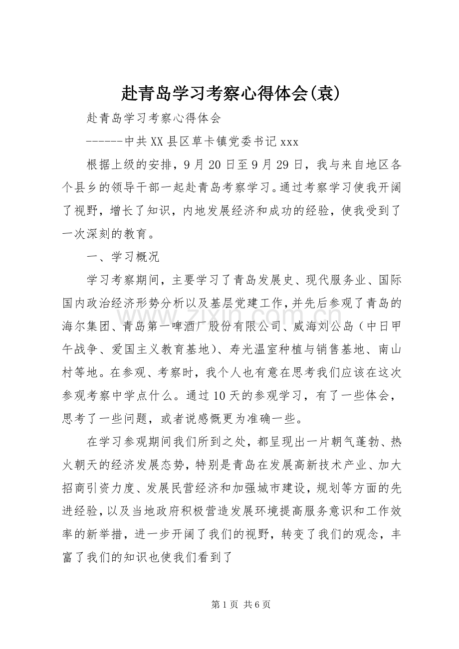 赴青岛学习考察心得体会(袁).docx_第1页