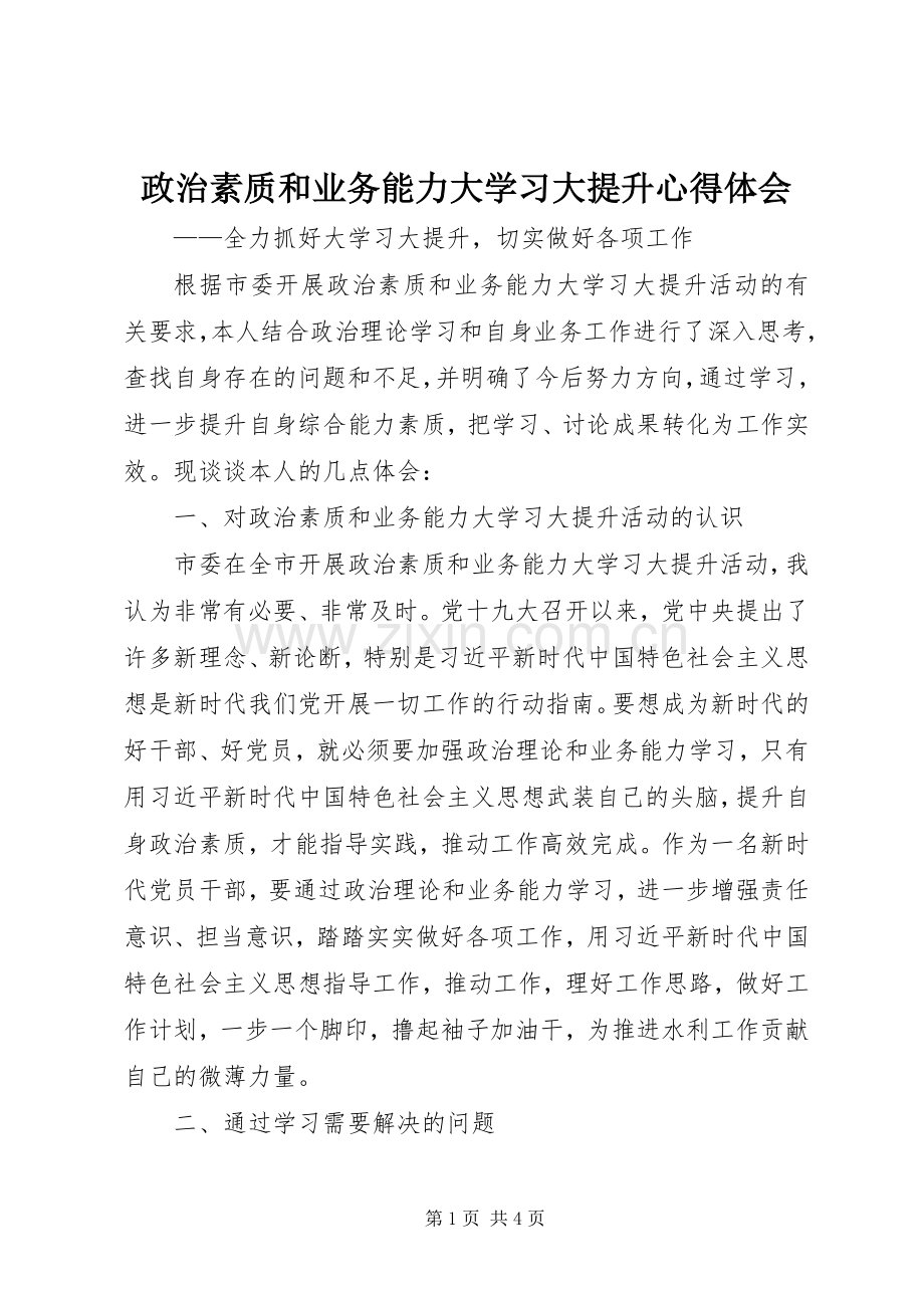 政治素质和业务能力大学习大提升心得体会.docx_第1页