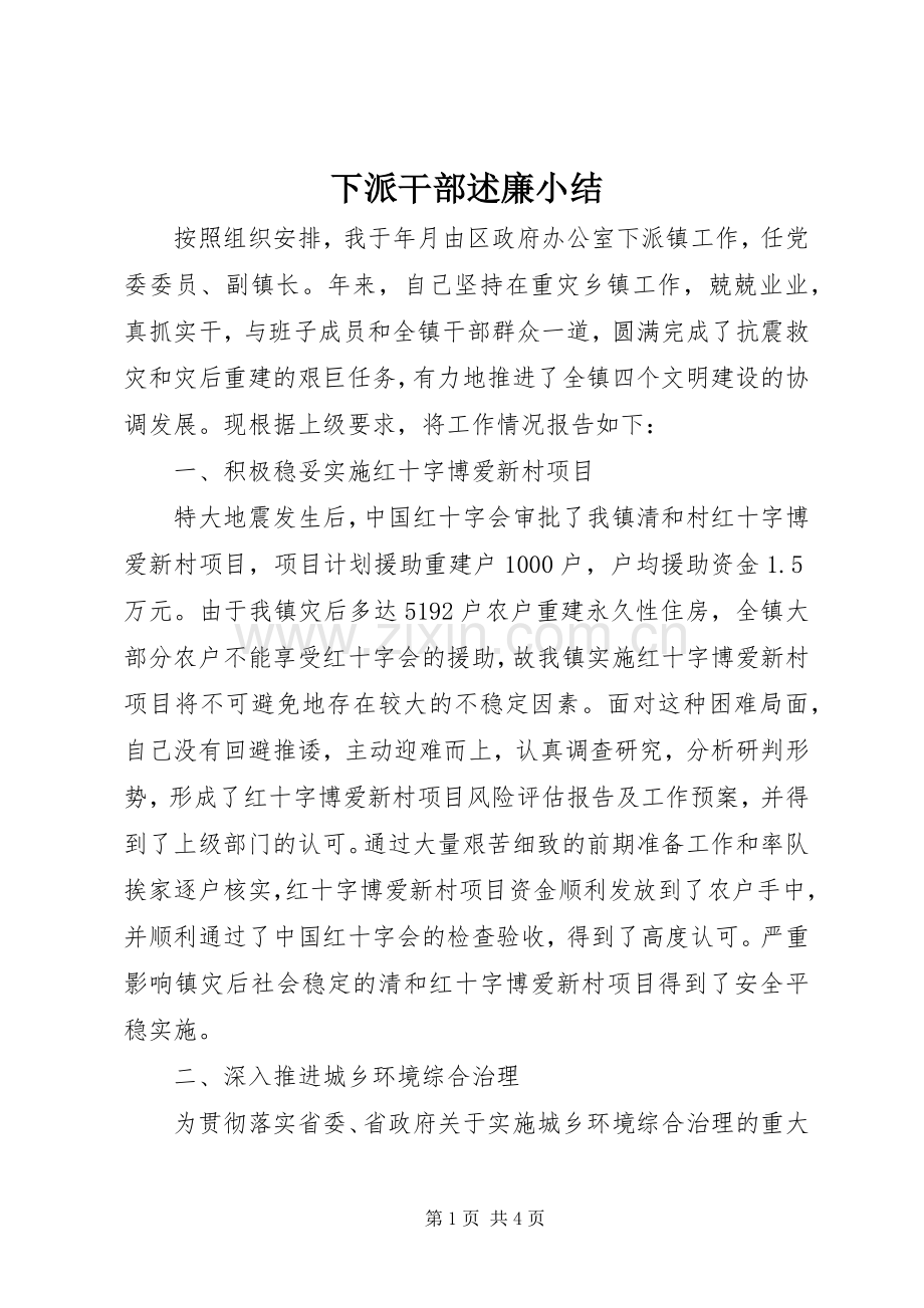 下派干部述廉小结.docx_第1页