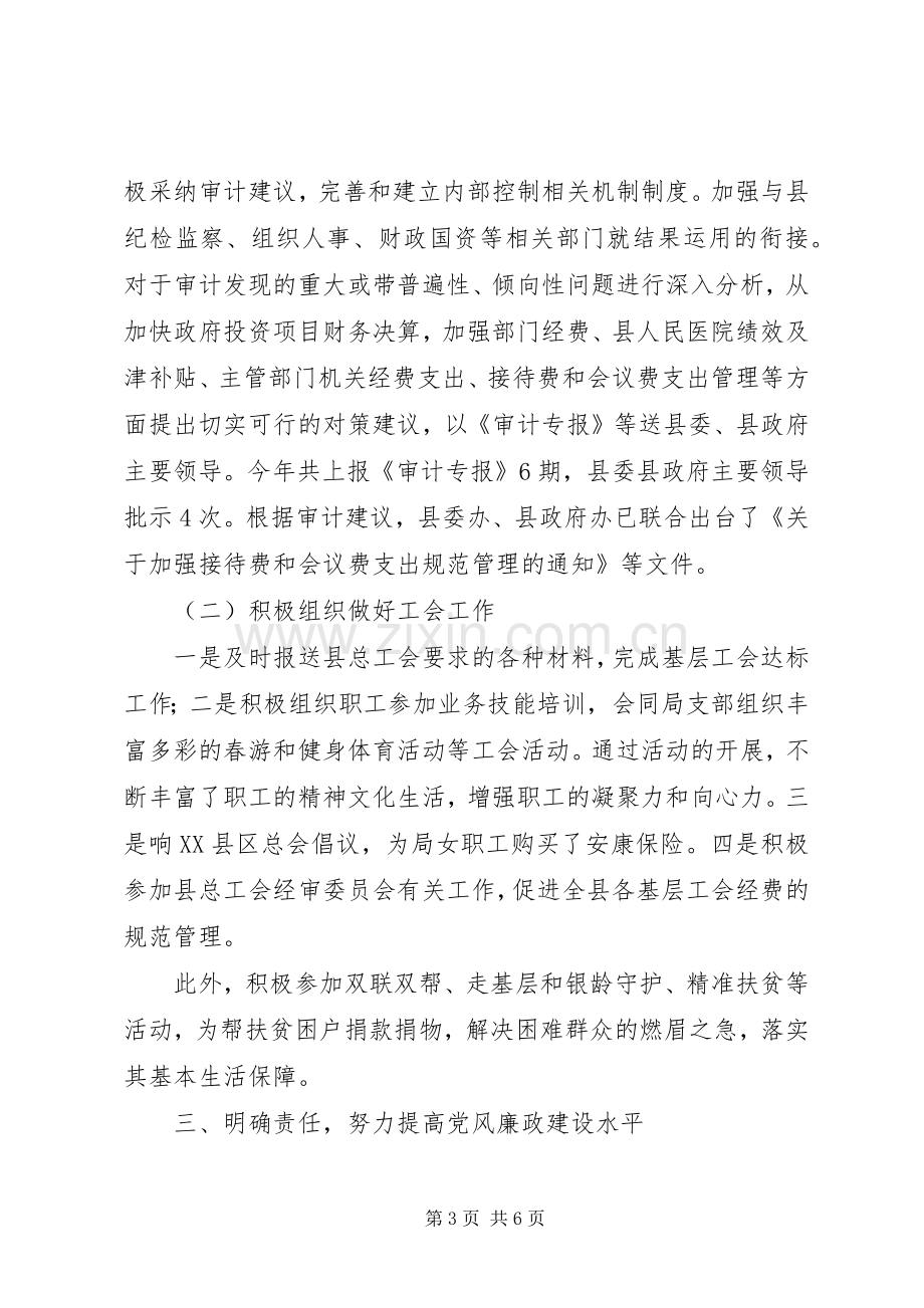 审计局领导班子XX年度述职述责述廉述法报告.docx_第3页