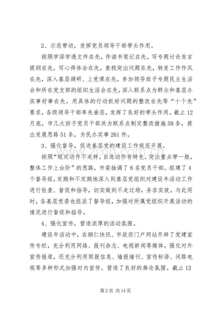 XX年全市党代表年会上党建工作述职报告.docx_第2页