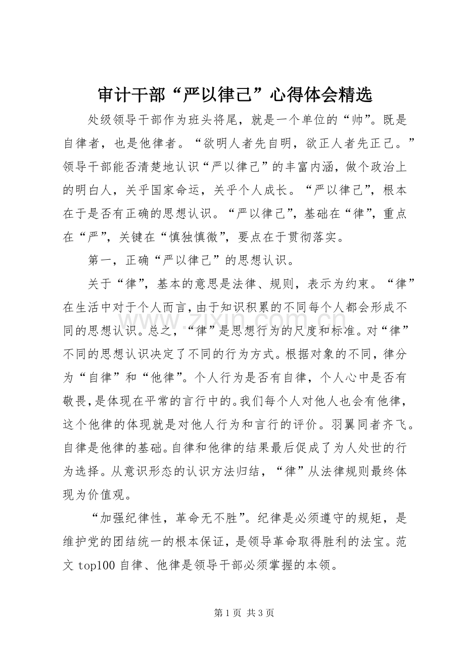 审计干部“严以律己”心得体会.docx_第1页