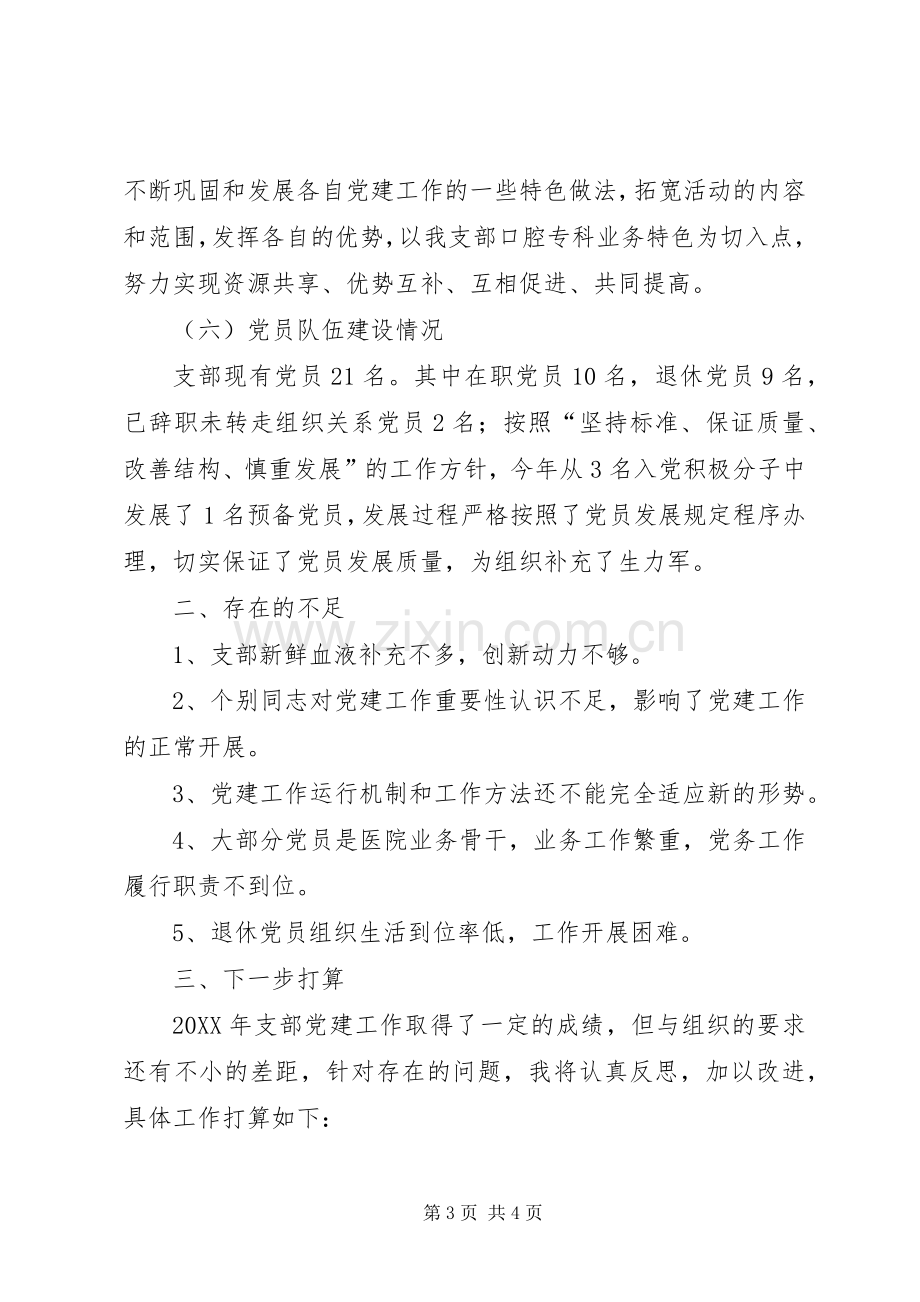 201X年医院党支部书记抓党建述职报告.docx_第3页