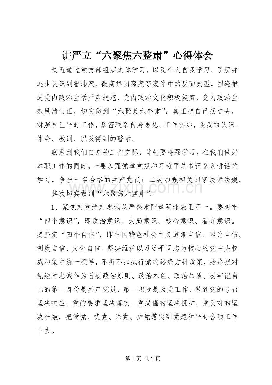 讲严立“六聚焦六整肃”心得体会.docx_第1页