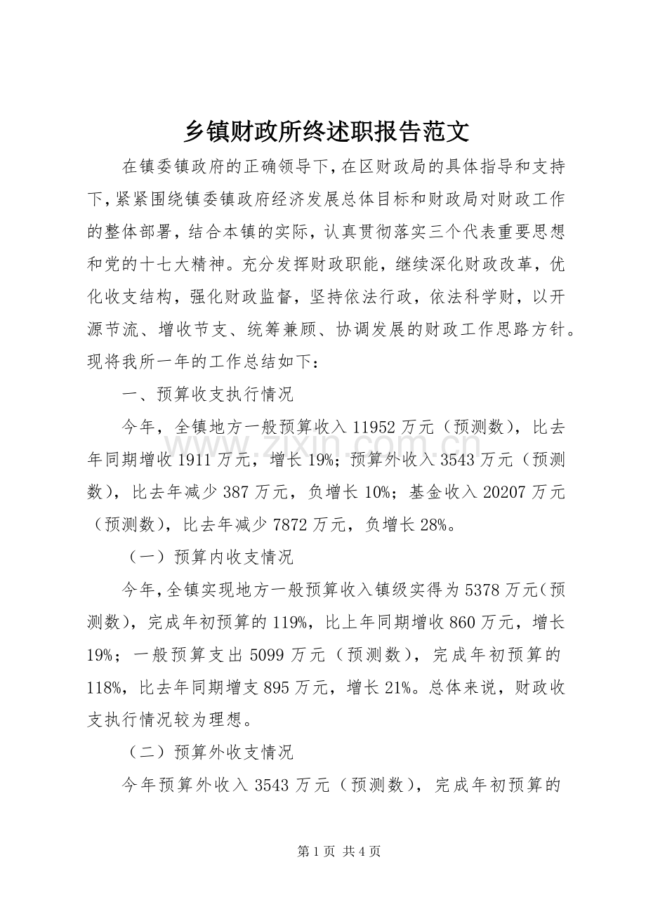 乡镇财政所终述职报告范文.docx_第1页