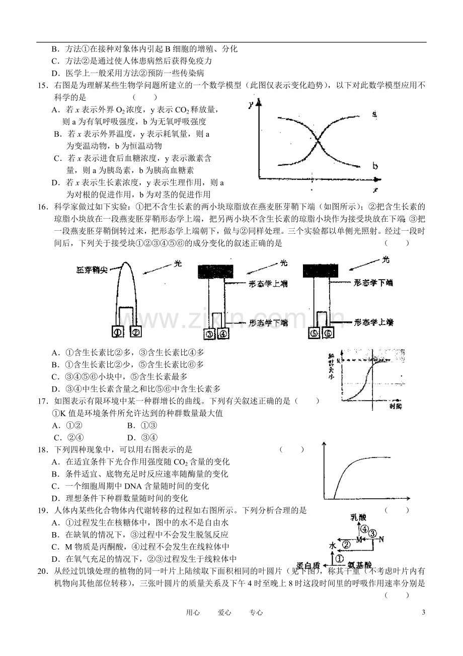 山西省太原五中2011届高三生物3月月考试题(无答案).doc_第3页