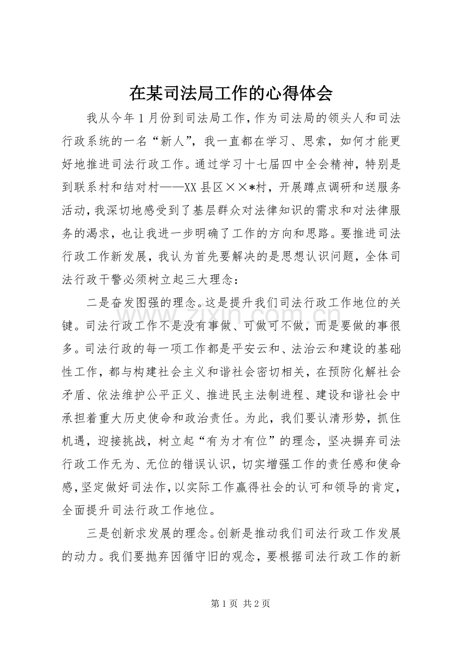 在某司法局工作的心得体会.docx_第1页