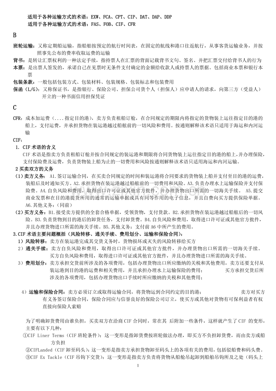 国际贸易实务重点及名词解释.doc_第1页