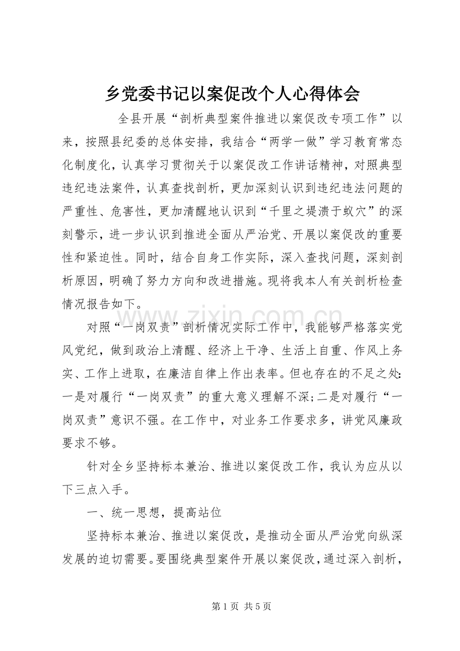 乡党委书记以案促改个人心得体会.docx_第1页