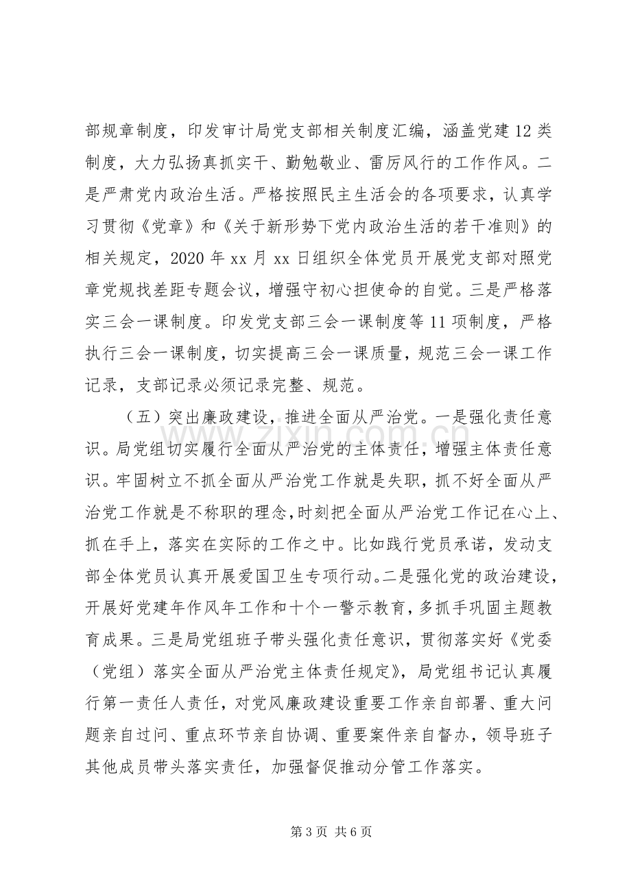 审计局局长XX年度抓基层党建工作述职报告.docx_第3页