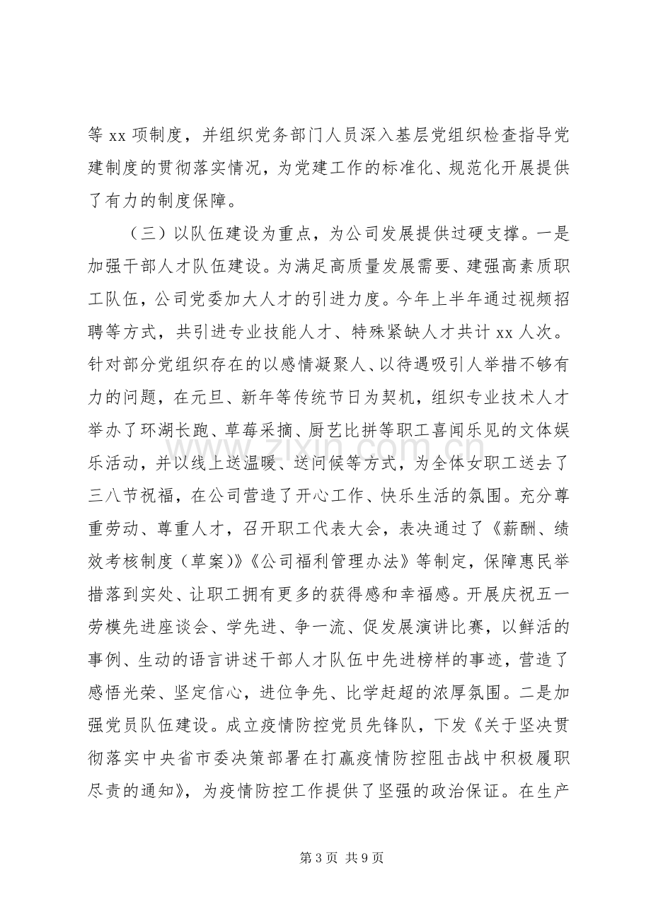 XX年上半年国企党委书记述职述德述廉述法报告.docx_第3页