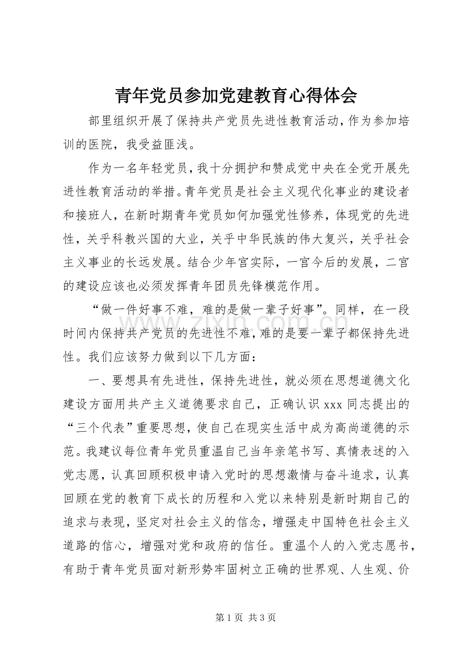 青年党员参加党建教育心得体会.docx_第1页