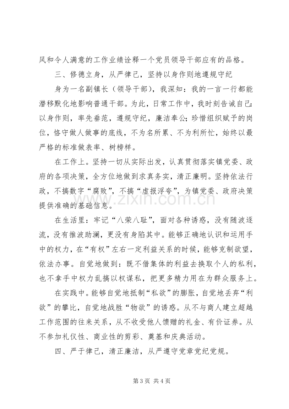 201X乡镇副职领导廉政述职报告.docx_第3页