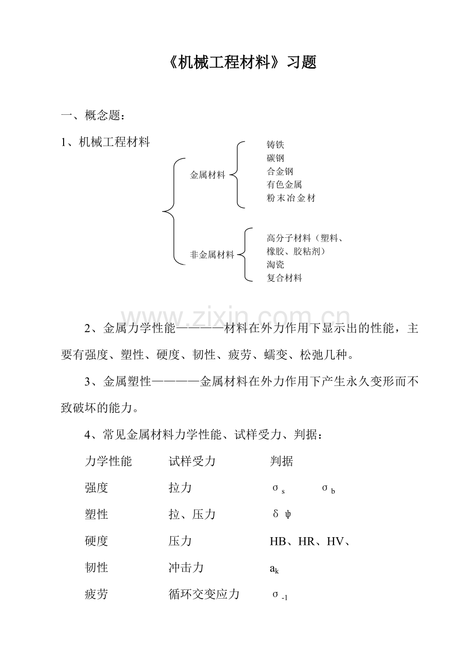 机械工程材料习题有答案.doc_第1页