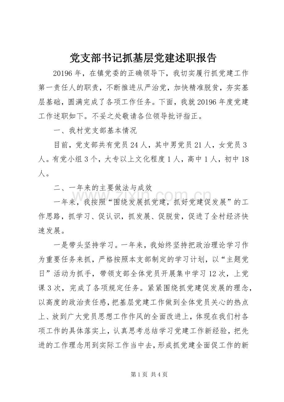 党支部书记抓基层党建述职报告.docx_第1页