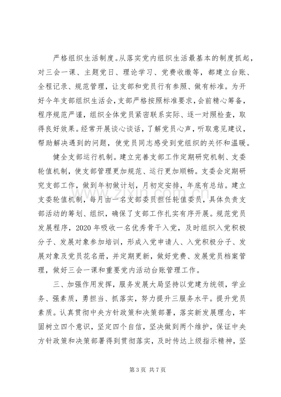 XX年度党支部书记抓党建述职报告.docx_第3页