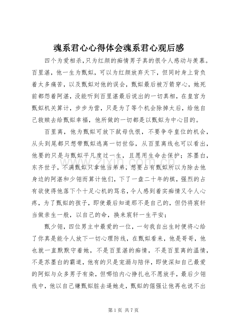 魂系君心心得体会魂系君心观后感.docx_第1页