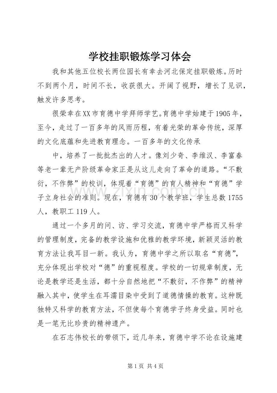 学校挂职锻炼学习体会.docx_第1页