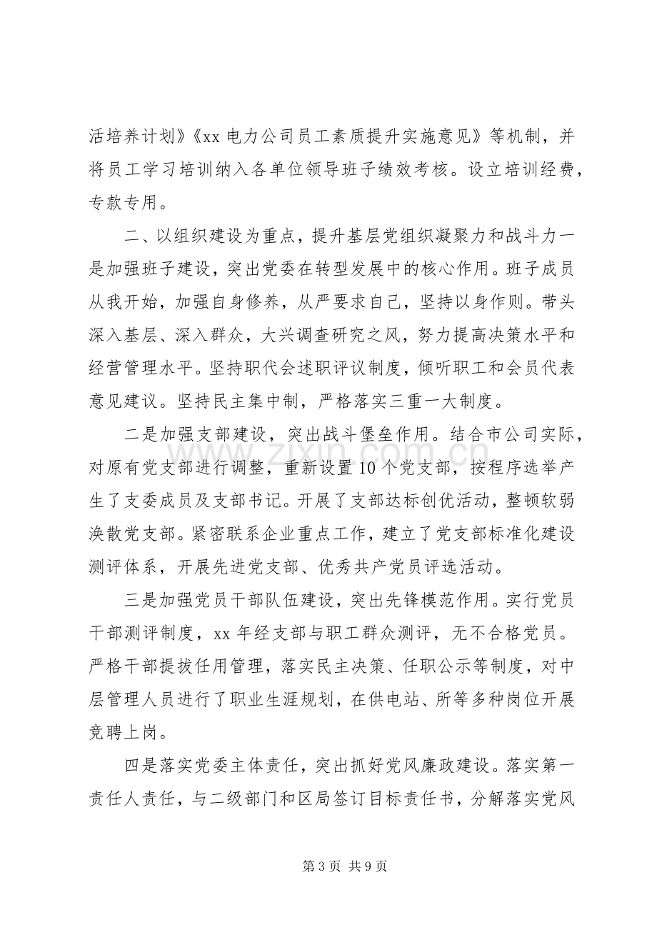 电力公司党委书记述职报告.docx_第3页