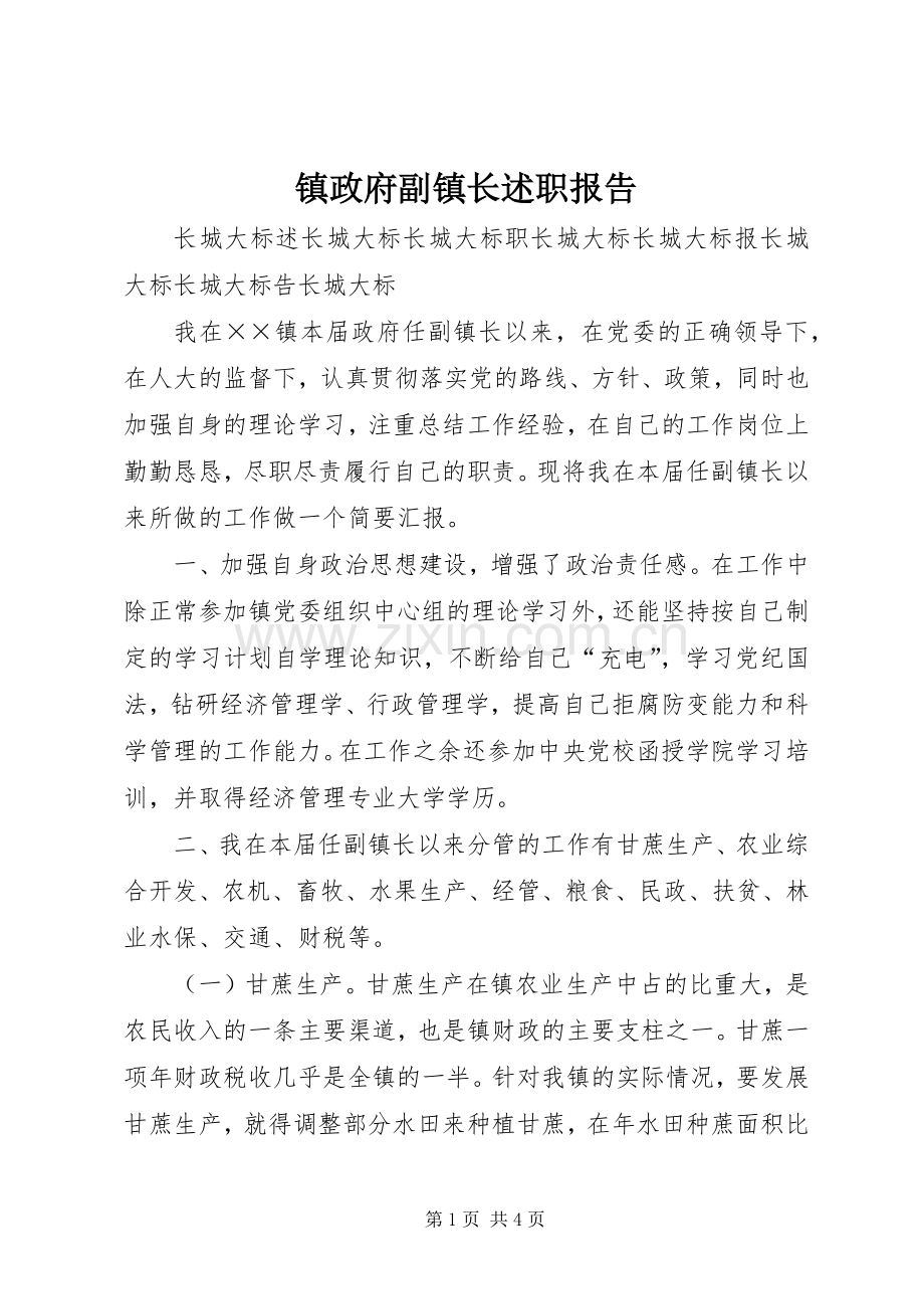 镇政府副镇长述职报告.docx_第1页