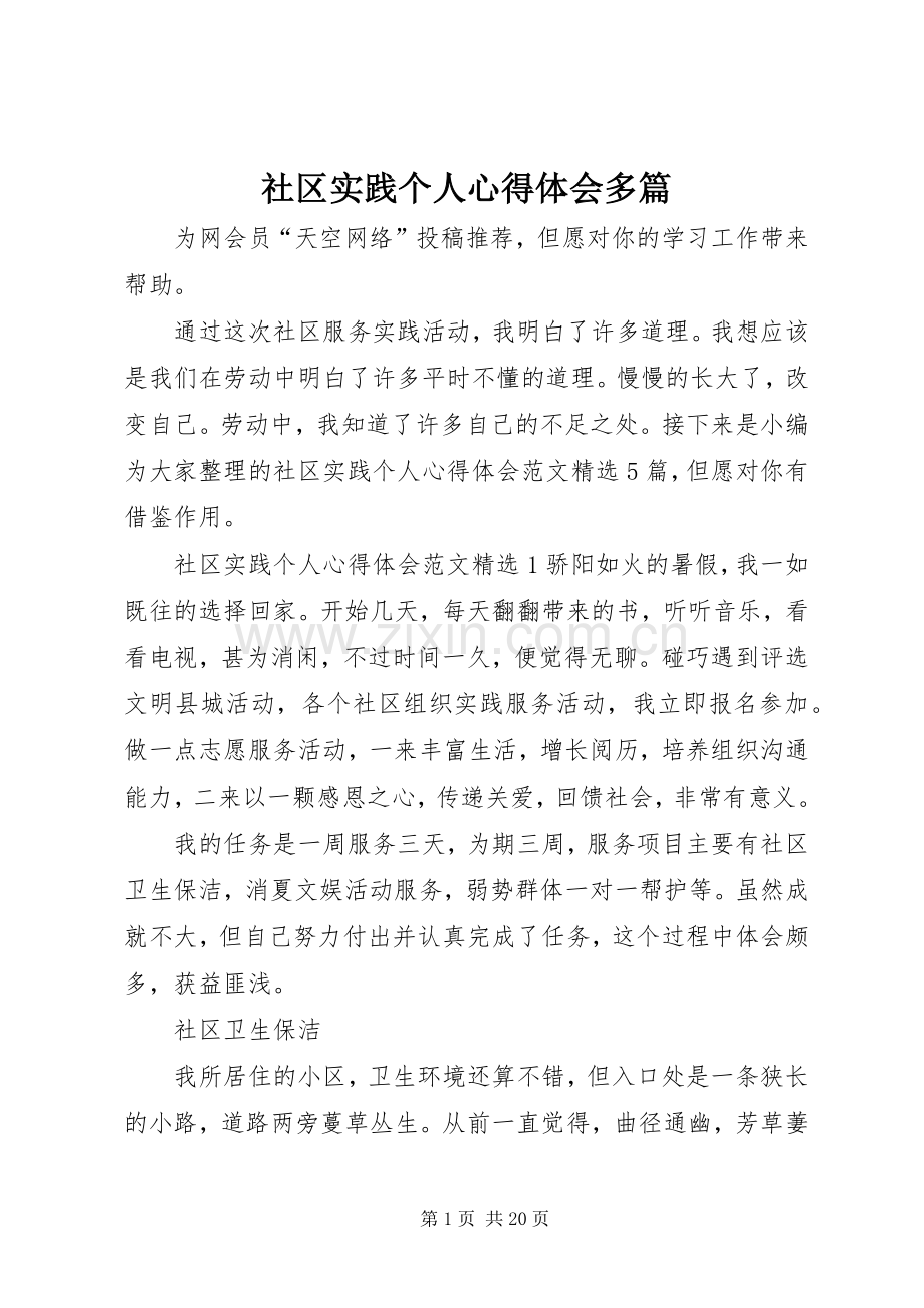 社区实践个人心得体会多篇.docx_第1页