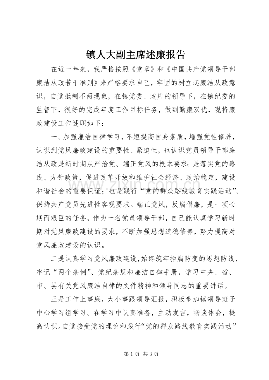 镇人大副主席述廉报告.docx_第1页